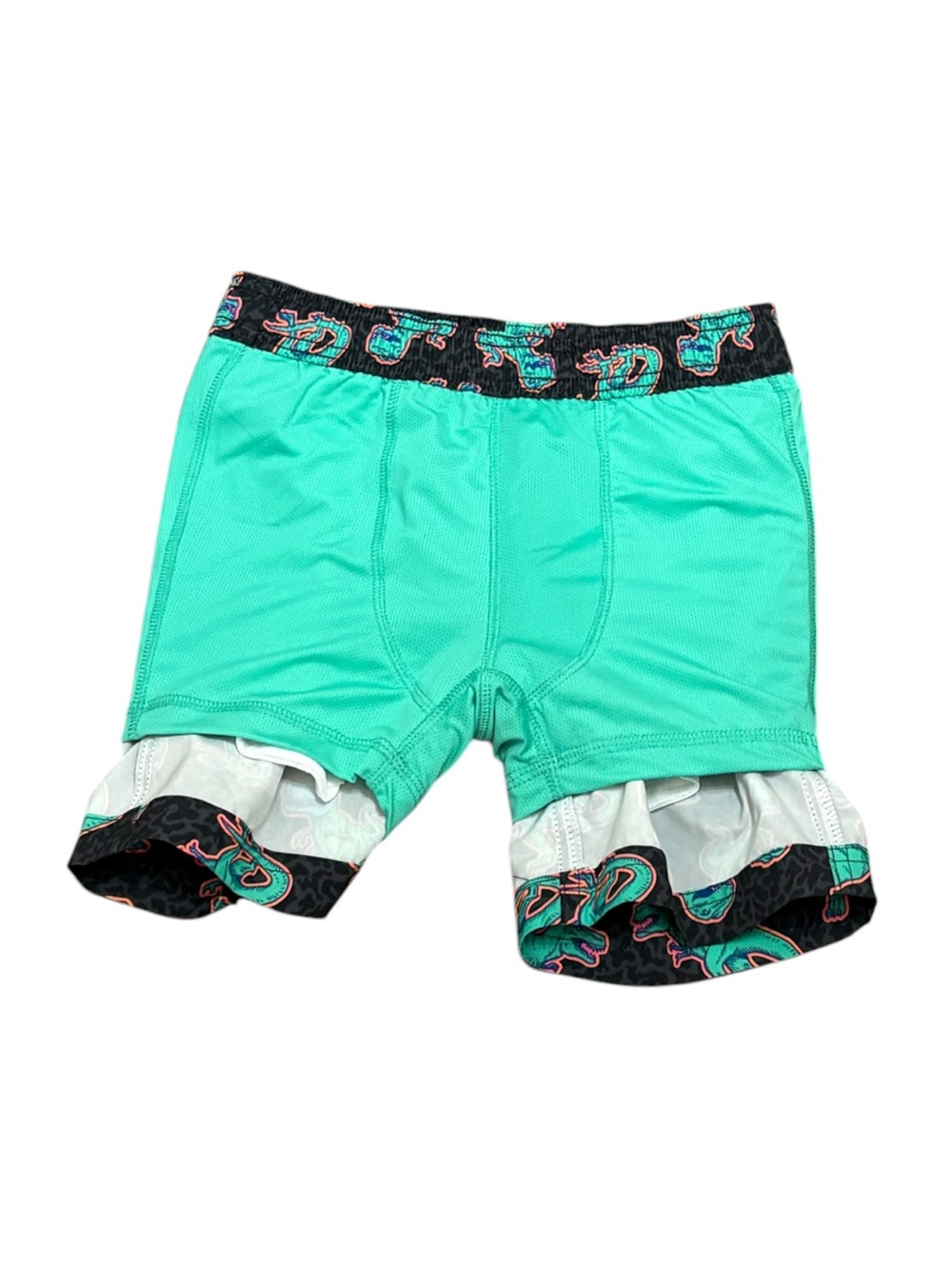 Boys Black Swim Trunks with Teal Dinosaur Print, Size S 6-7 NWT - Picture 4 of 7